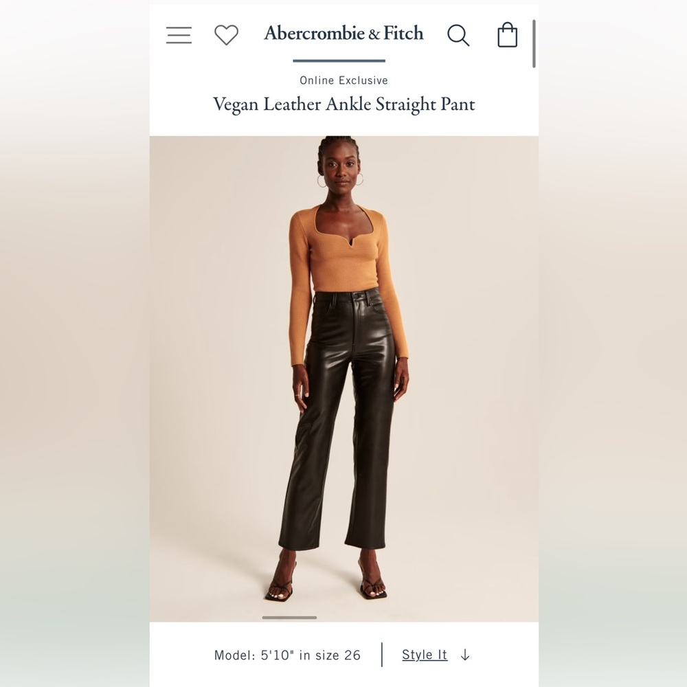 Abercrombie Vegan Leather Ankle Straight Pant